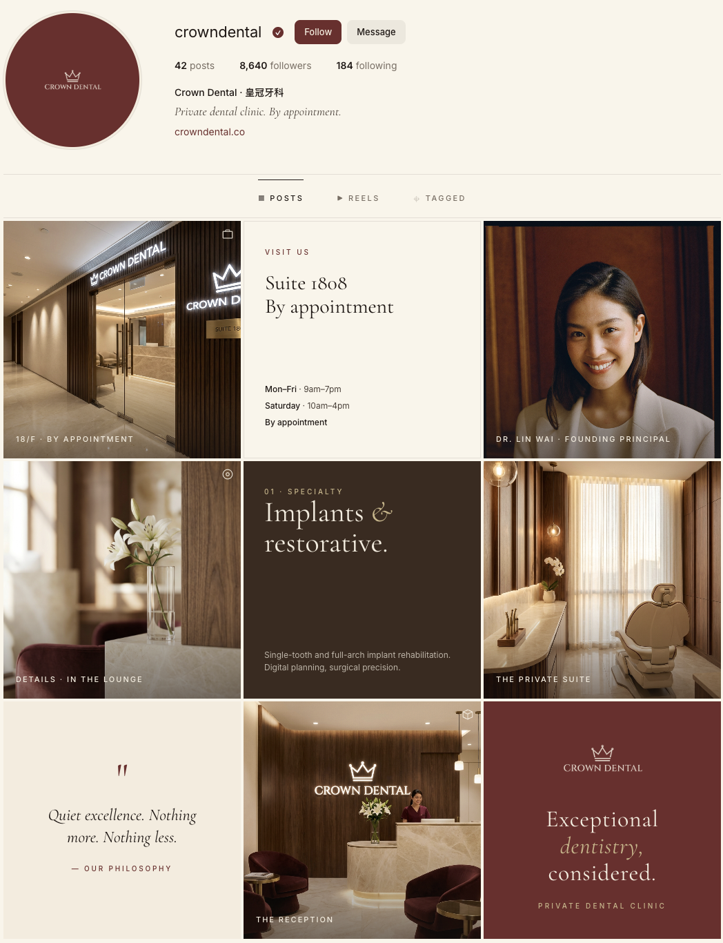 Crown Dental Instagram grid system
